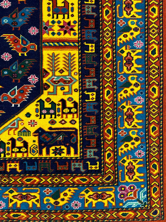 فرش دستباف 3متری تمام پشم نقش قشقایی رنگ طبیعی کد 0700004