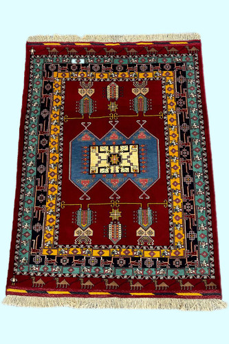 فرش دستباف 2متری تمام پشم ترنج ابریشم نقش پاینده رنگ طبیعی کد 0700362