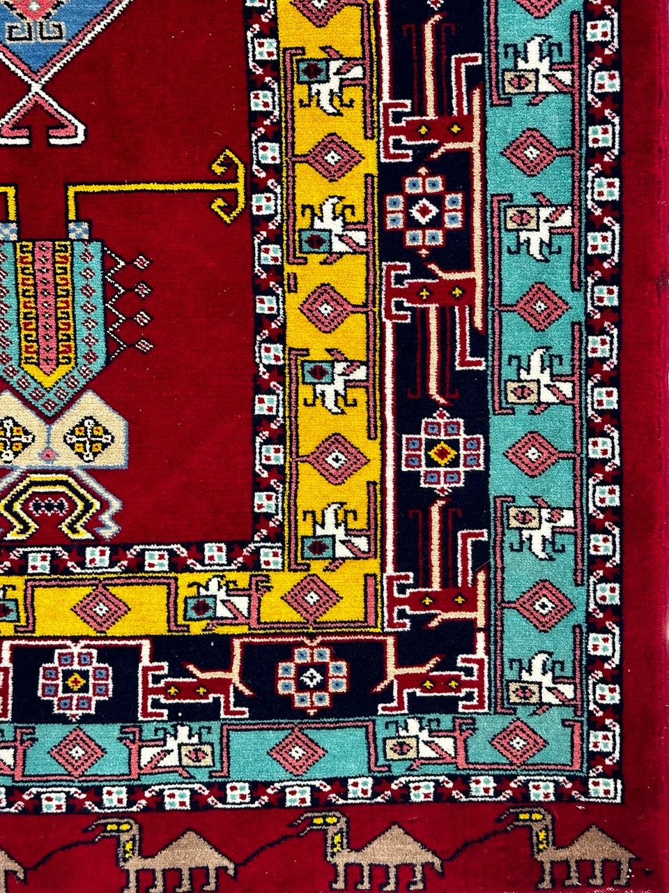 فرش دستباف 2متری تمام پشم ترنج ابریشم نقش پاینده رنگ طبیعی کد 0700362