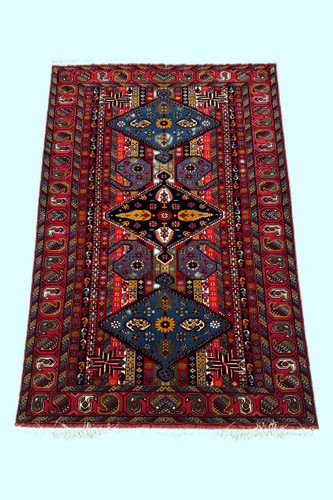 فرش دستباف 2.8متری چله و گل ابریشم نقش ترنجی رنگ طبیعی کد 0700090