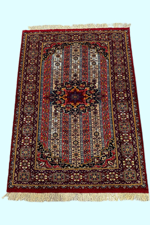 فرش دستباف 3متری تمام پشم چله ابریشم خراسان رنگ طبیعی کد0700079