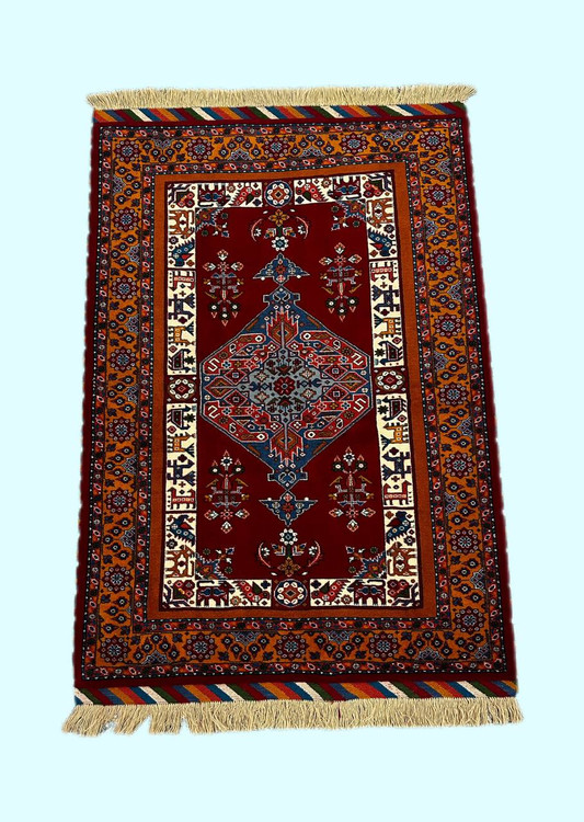 فرش دستباف 2.4 متری تمام پشم نقش لچ و ترنچ بافت خراسان رنگ طبیعی کد 0700329