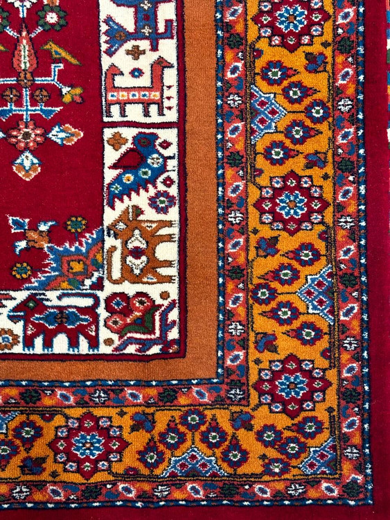 فرش دستباف 2.4 متری تمام پشم نقش لچ و ترنچ بافت خراسان رنگ طبیعی کد 0700329