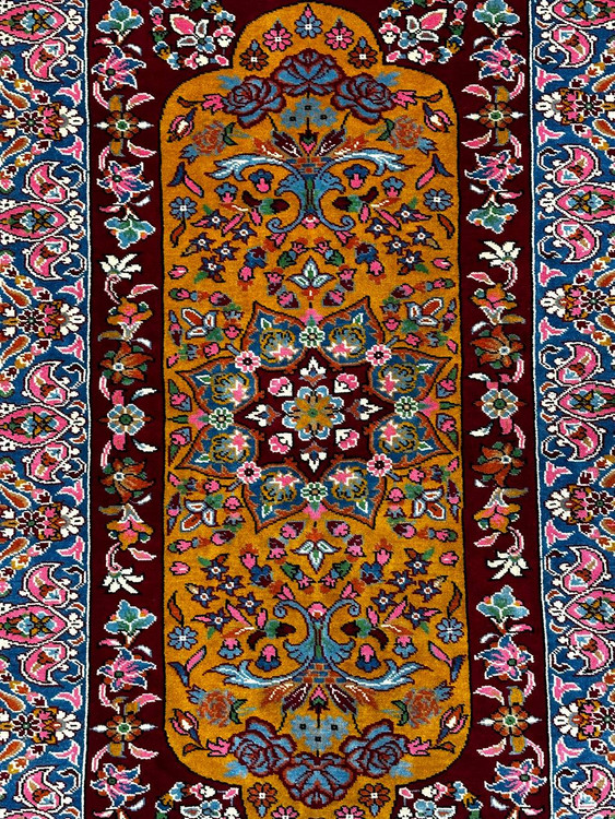 فرش دستباف 2.3متری تمام پشم نقش ترنجی بافت خراسان رنگ طبیعی کد 0700082