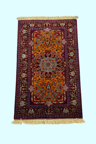 فرش دستباف 2متری تمام پشم نقش ترنجی بافت خراسان رنگ طبیعی کد 0700248