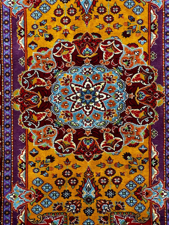 فرش دستباف 2متری تمام پشم نقش ترنجی بافت خراسان رنگ طبیعی کد 0700248