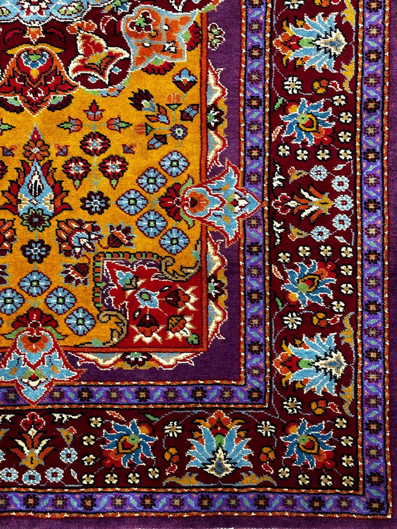 فرش دستباف 2متری تمام پشم نقش ترنجی بافت خراسان رنگ طبیعی کد 0700248