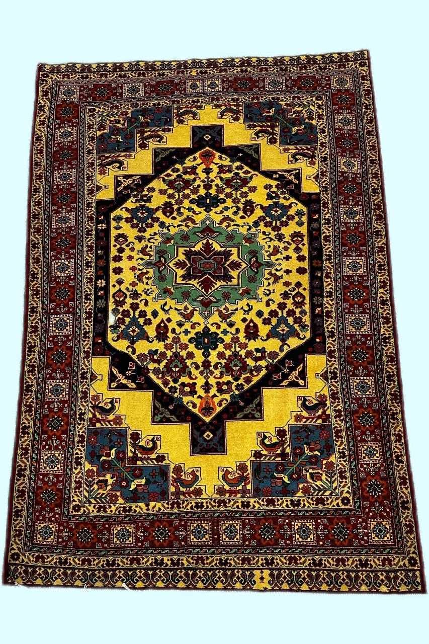 فرش دستباف 3متری تمام پشم نقش ترنجی بافت خراسان رنگ طبیعی کد 0700345