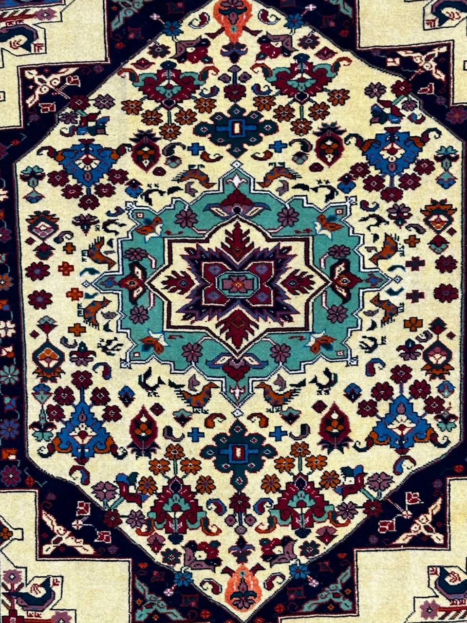 فرش دستباف 3متری تمام پشم نقش ترنجی بافت خراسان رنگ طبیعی کد 0700345