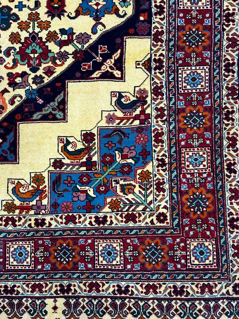 فرش دستباف 3متری تمام پشم نقش ترنجی بافت خراسان رنگ طبیعی کد 0700345