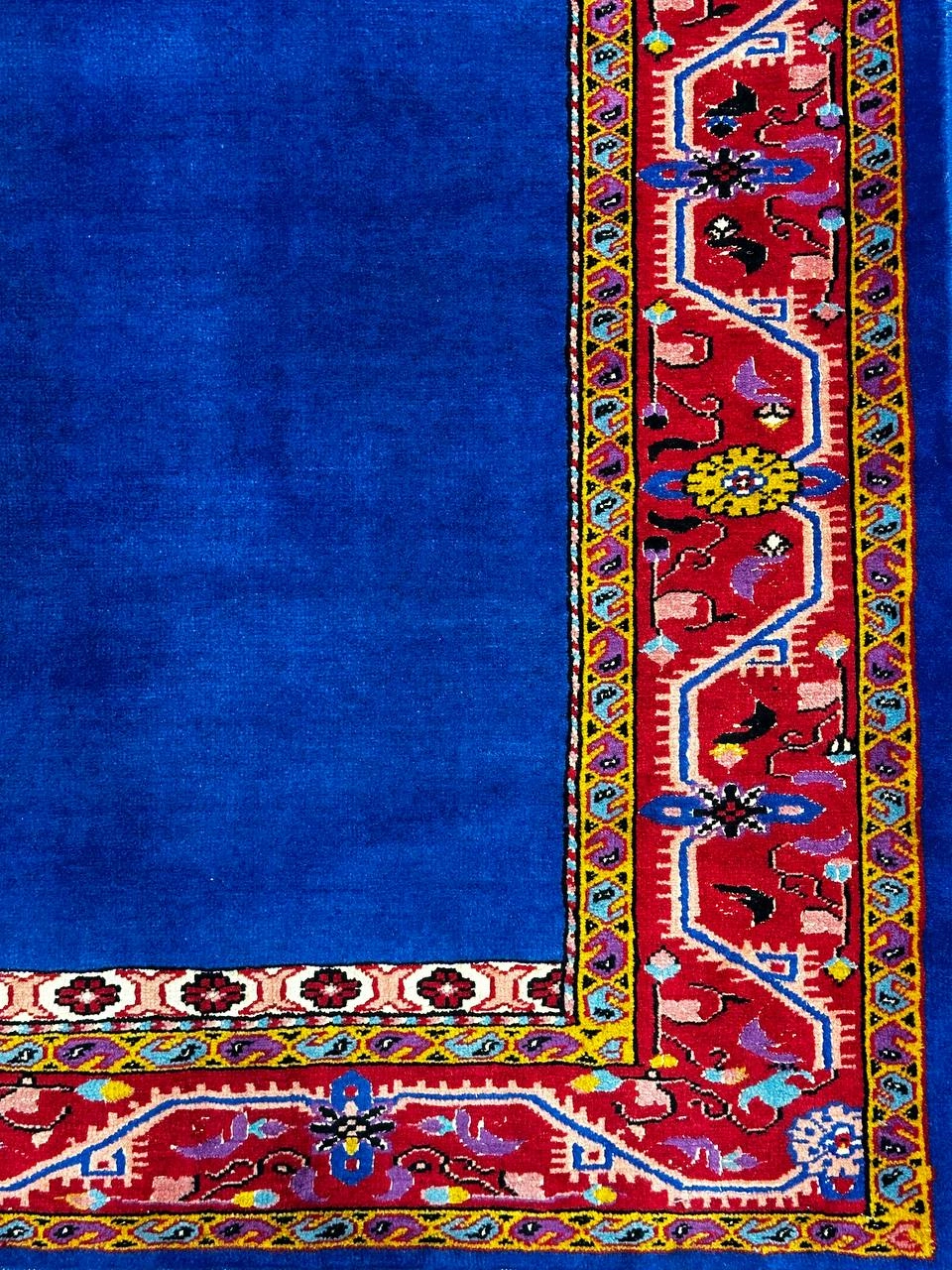 فرش دستباف 3متری کف ساده تمام پشم گل ابریشم بافت خراسان رنگ طبیعی کد 0700001