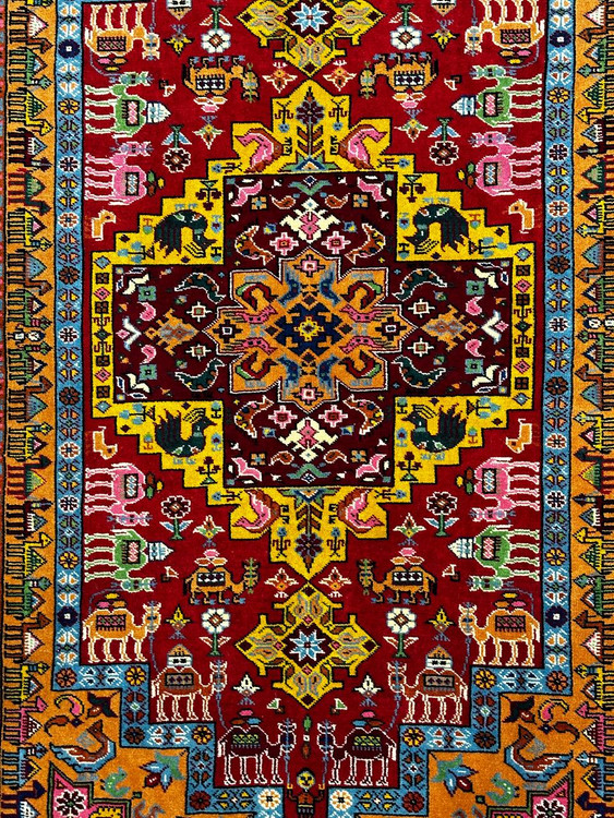 فرش دستباف 2.5متری تمام پشم نقش ترنجی بافت خراسان رنگ طبیعی کد 0700018