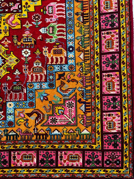 فرش دستباف 2.5متری تمام پشم نقش ترنجی بافت خراسان رنگ طبیعی کد 0700018