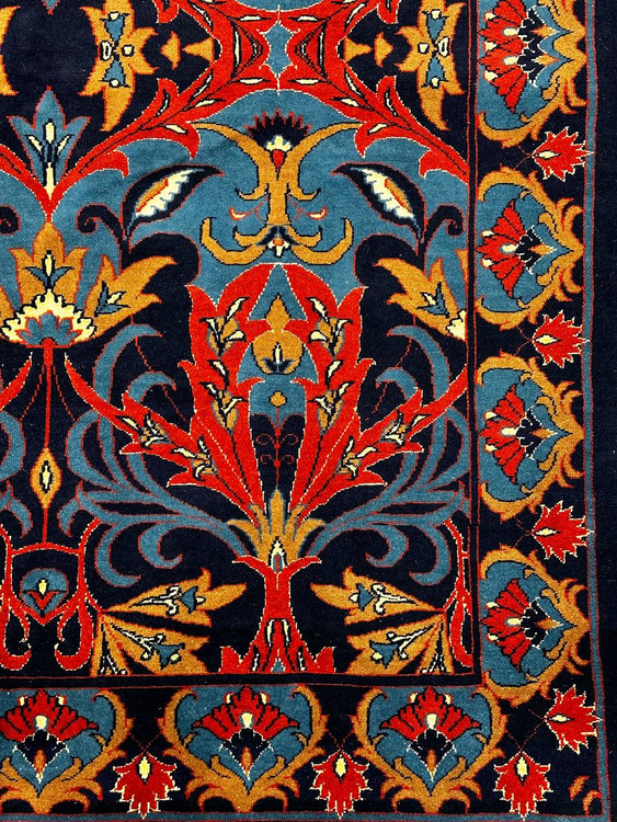 فرش دستباف 2.5متری چله ابریشم نقش محرمات رنگ طبیعی کد 0700098