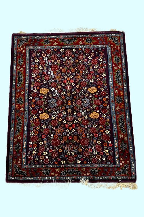 فرش دستباف 3متری تمام پشم چله و گل ابریشم نقش ترنجی کد 0700104