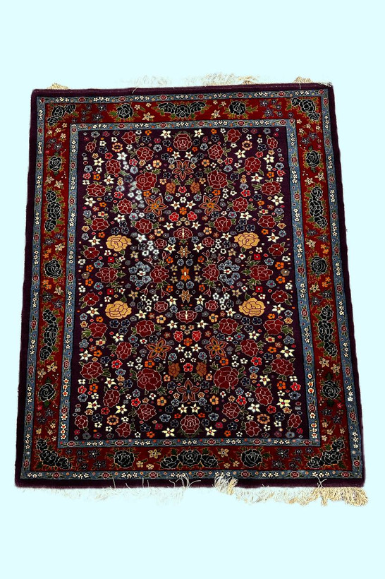 فرش دستباف 3متری تمام پشم چله و گل ابریشم نقش ترنجی کد 0700104