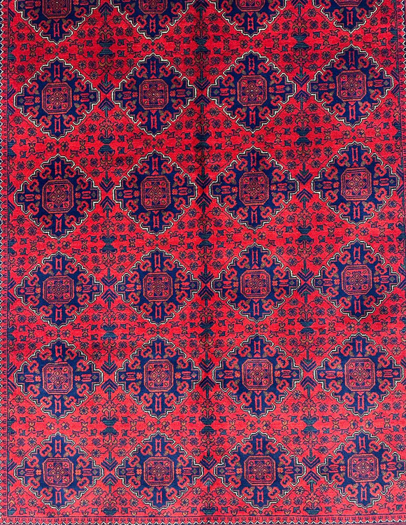 فرش دستبافت 6متری تمام کرک لاکی قرمز نقش قابی رنگ طبیعی کد 0500226