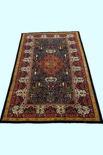 فرش دستبافت 6متری تمام پشم گل ابریشم نقش موزه ای افرینش رنگ عشایری کد 050065