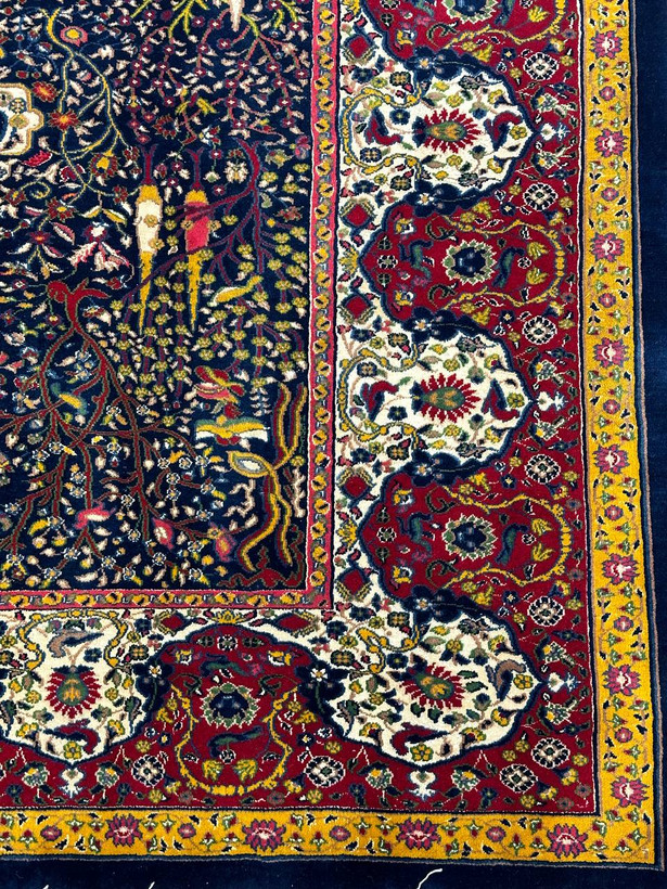 فرش دستبافت 6متری تمام پشم گل ابریشم نقش موزه ای افرینش رنگ عشایری کد 050065