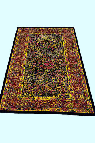 فرش دستبافت 6متری تمام پشم گل ابریشم نقش موزه ای درخت زندگانی رنگ طبیعی کد 0500078