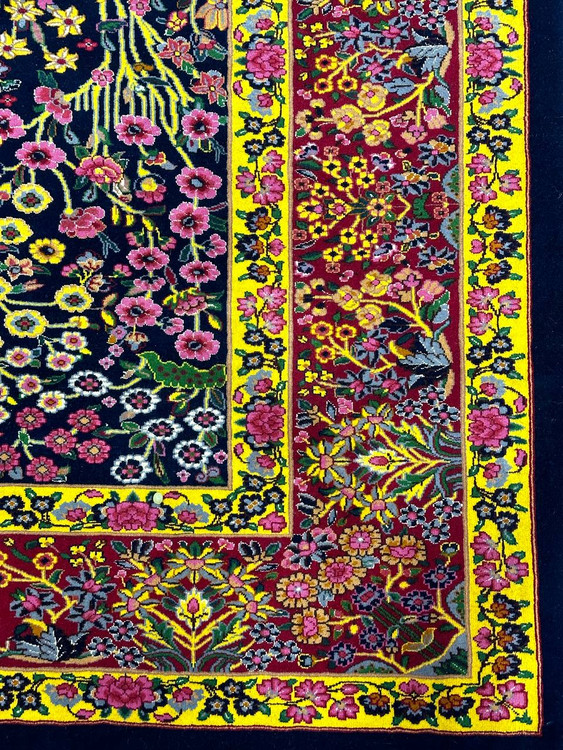 فرش دستبافت 6متری تمام پشم گل ابریشم نقش موزه ای درخت زندگانی رنگ طبیعی کد 0500078