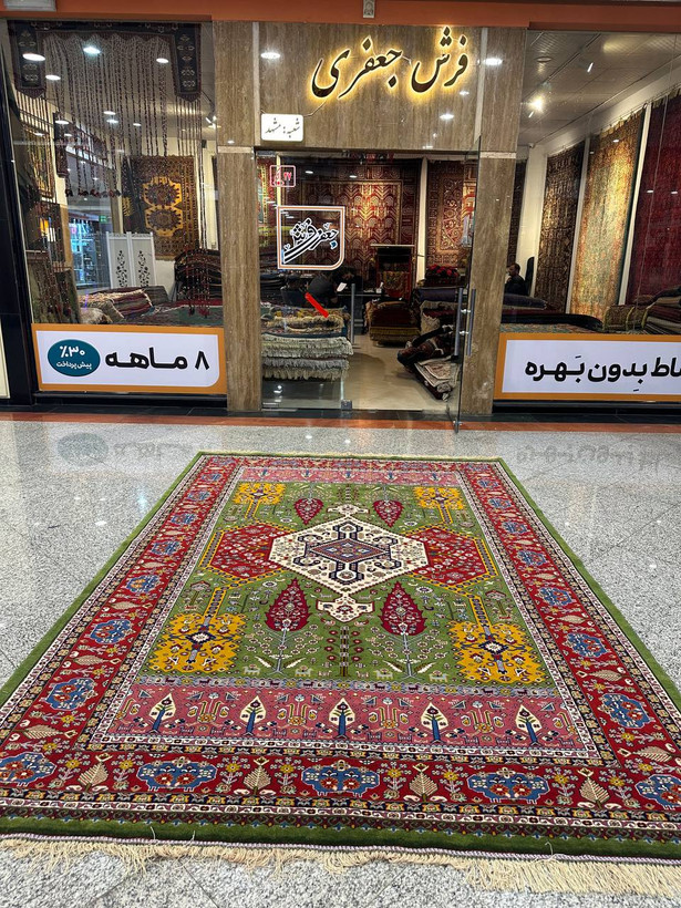 فرش دستباف 6متری تمام پشم چله وگل ابریشم نقش قشقایی رنگ گیاهی کد 0500237