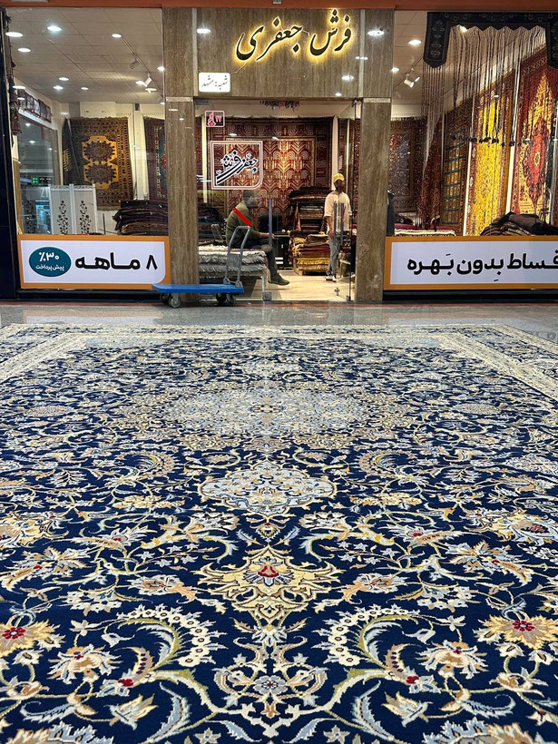 فرش دستبافت 24متری تمام پشم نقش افشان ترنجی کاشان رنگ گیاهی کد0100000