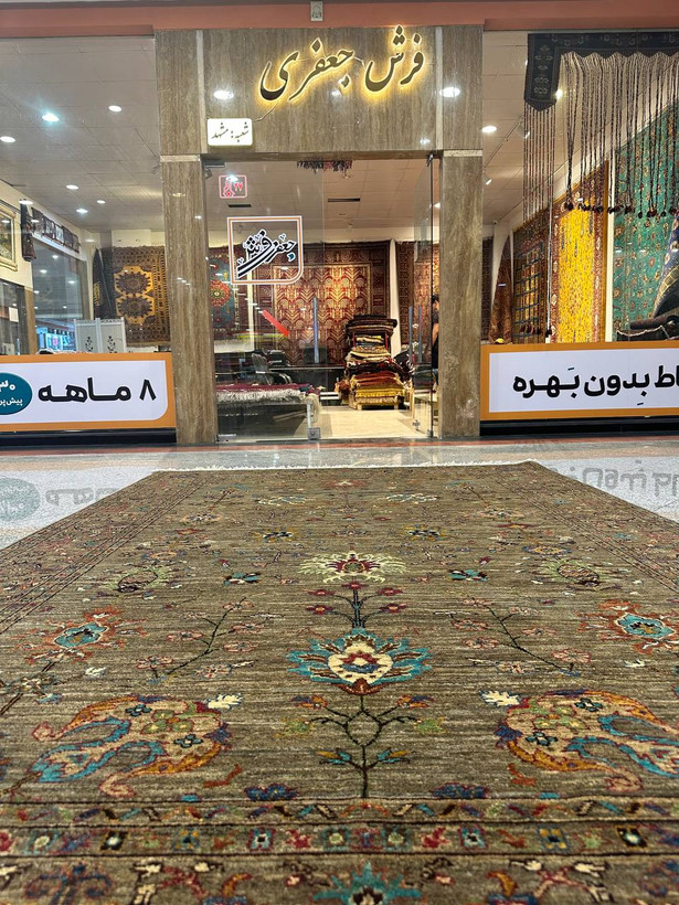 فرش دستبافت 6متری سلطان آباد پشم دستریس نقش افشان رنگ گیاهی کد 0500213