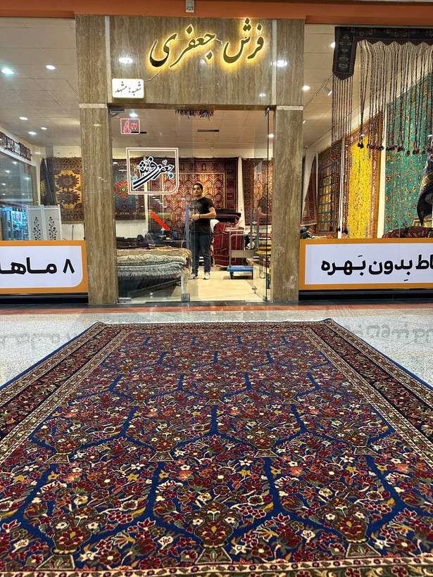 فرش دستبافت6متری تمام پشم و گل ابریشم نقش ضلع السلاطین قشقایی 50رج رنگ گیاهی کد 0500269