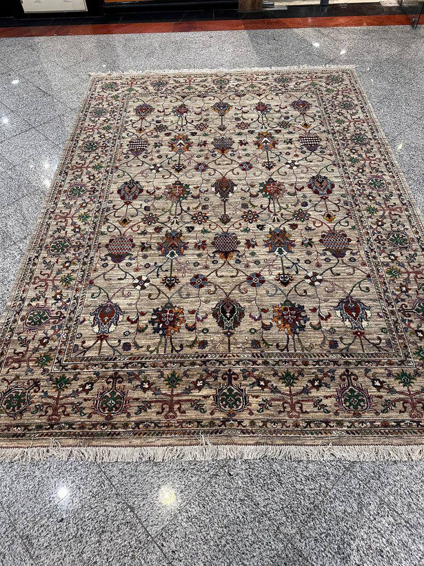 فرش دستبافت مدرن 9متری پشم دستریس نقش افشان سلطان اباد رنگ گیاهی کد 0400029