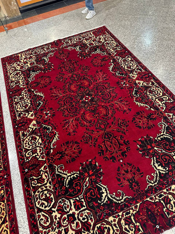 فرش دستبافت جفت 6متری نقش ترنجی بافت فردوس رنگ گیاهی کد 0500177 و 0500176