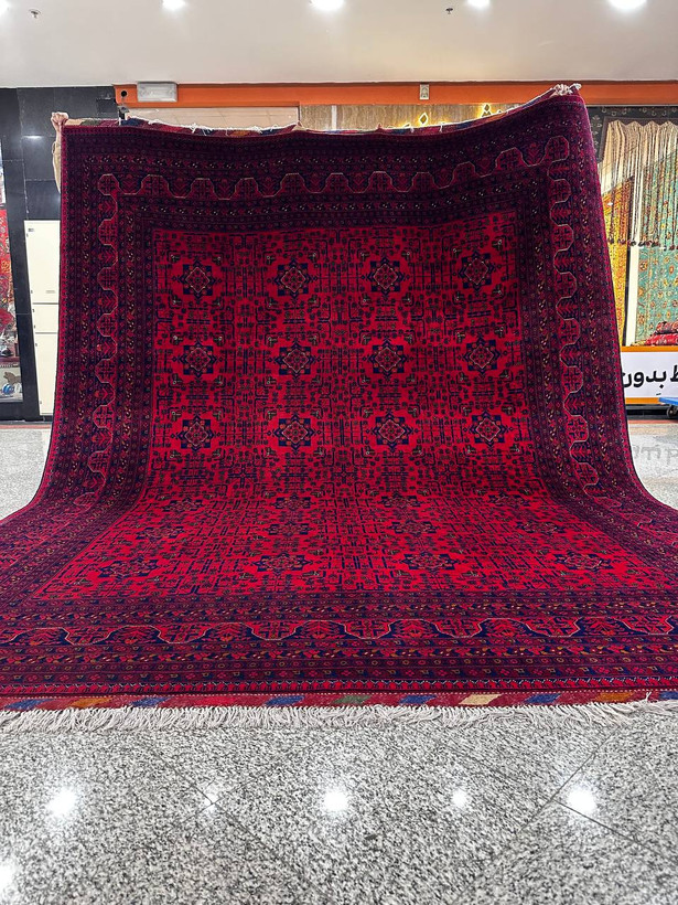 فرش دستبافت 12متری تمام کرک مرینوس نقش بخارایی 35 رج رنگ گیاهی کد0200030