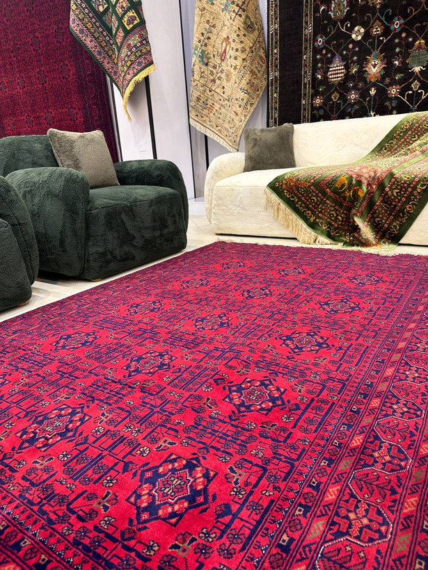 فرش دستبافت 4متری تمام کرک مرینوس نقش بخارایی رنگ گیاهی کد 0600150