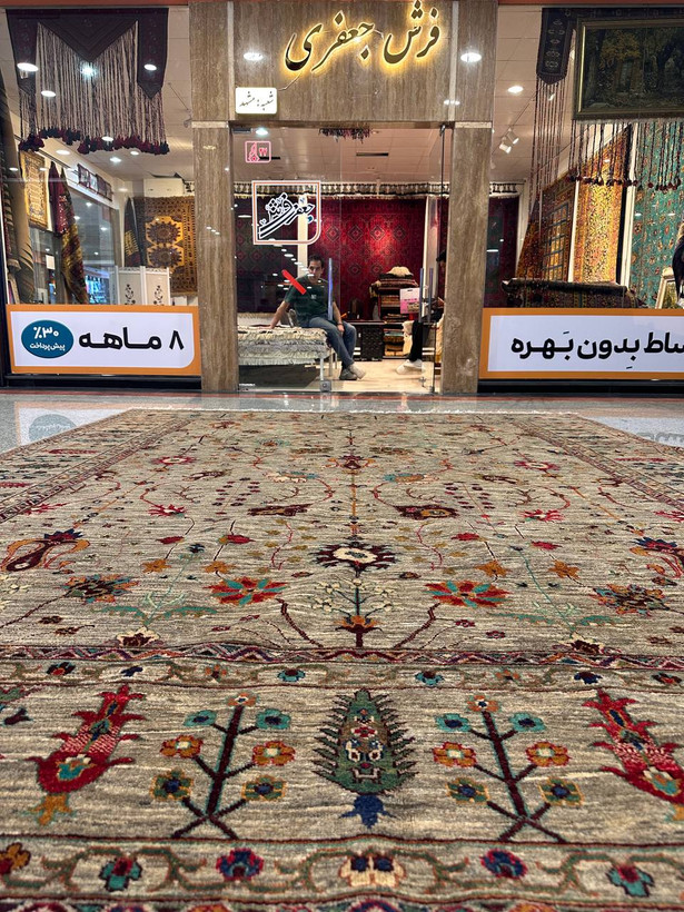 فرش دستبافت 11متری پشم دستریس نقش افشان سلطان اباد رنگ گیاهی کد 0400034