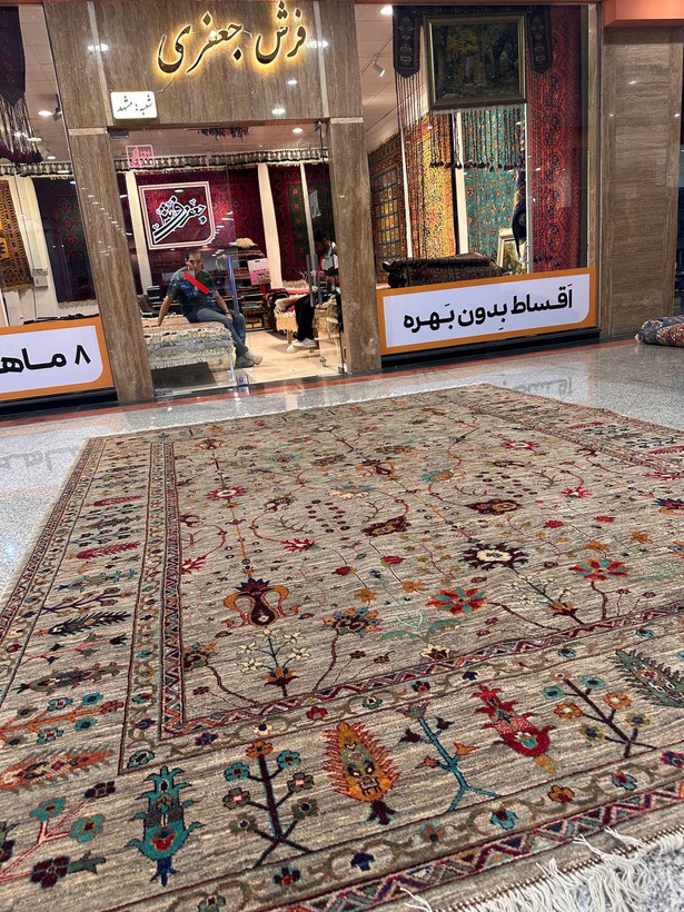 فرش دستبافت 11متری پشم دستریس نقش افشان سلطان اباد رنگ گیاهی کد 0400034