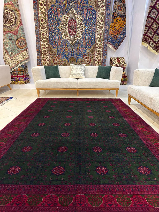 فرش دستبافت6متری تمام کرک مرینوس 40 رج نقش بخارایی رنگ گیاهی کد 0500281