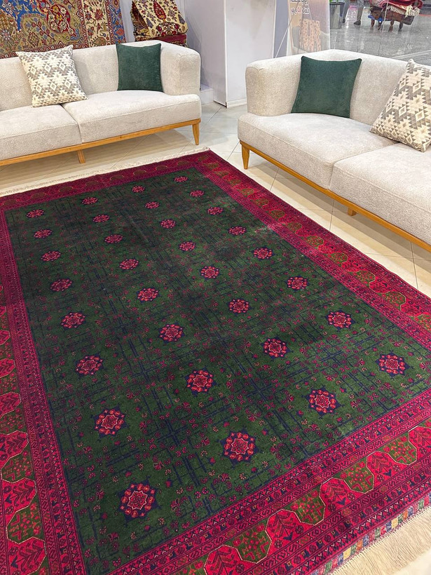 فرش دستبافت6متری تمام کرک مرینوس 40 رج نقش بخارایی رنگ گیاهی کد 0500281