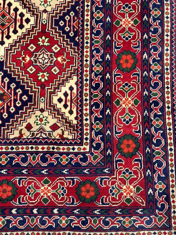 فرش دستبافت 12متری تمام کرک مرینوس نقش هندسی رنگ گیاهی 35رج کد0300022