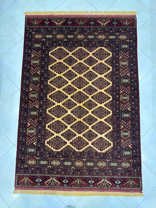 فرش دستبافت 3متری تمام کرک نقش بازوبندی رنگ گیاهی کد0700694
