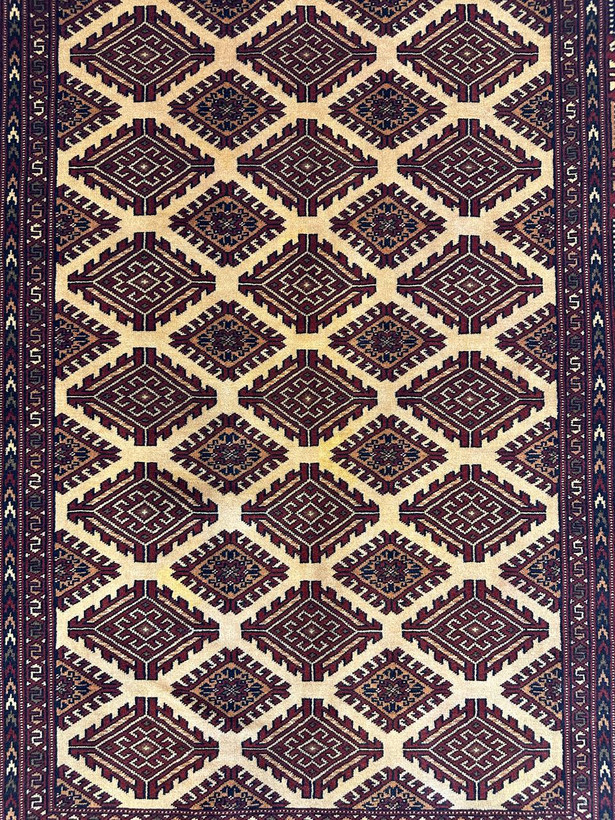 فرش دستبافت 3متری تمام کرک نقش بازوبندی رنگ گیاهی کد0700694
