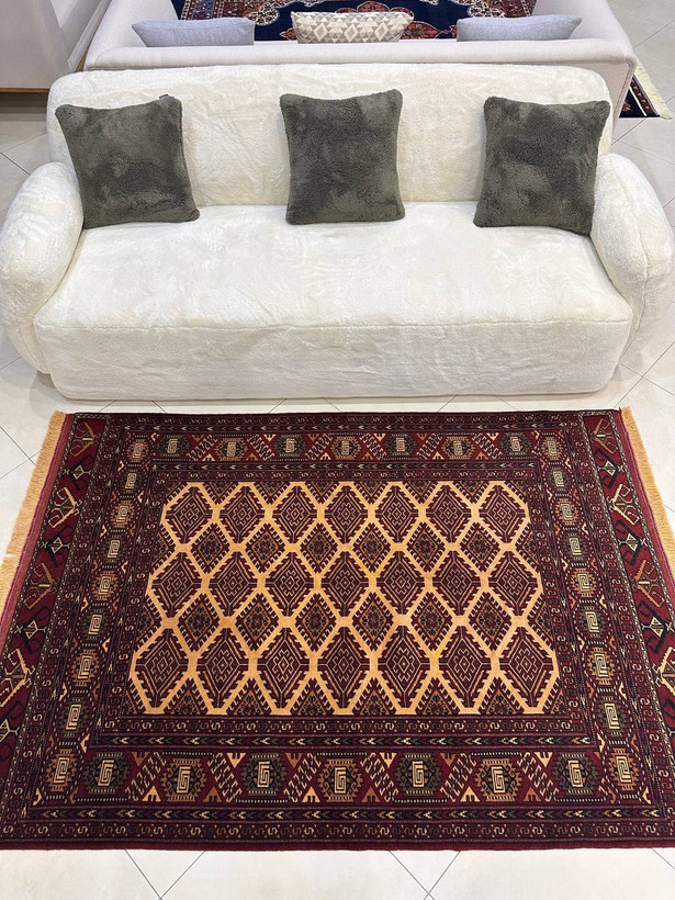 فرش دستبافت 3متری تمام کرک نقش بازوبندی رنگ گیاهی کد0700694