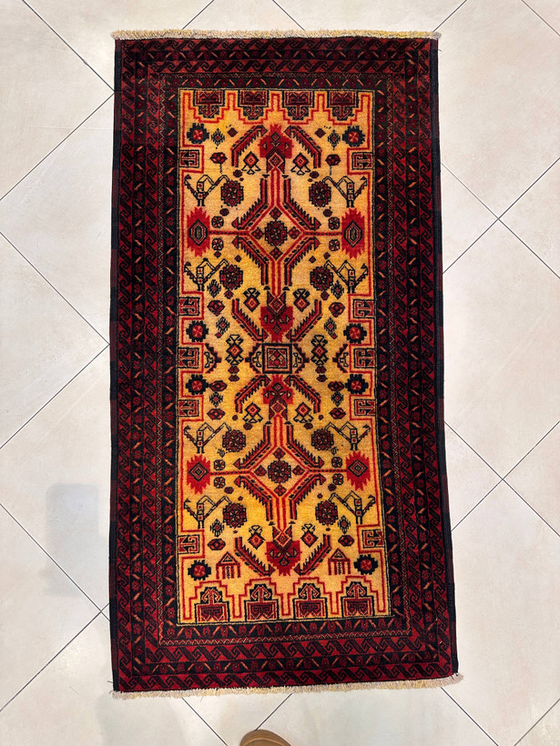 فرش دستبافت 1/5متری تمام پشم بلوچ بافت رنگ گیاهی کد 0700263
