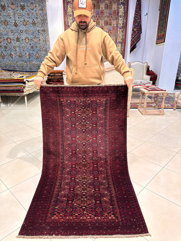 فرش دستبافت 1/5متری تمام پشم نقش کشمیری رنگ گیاهی کد0700663