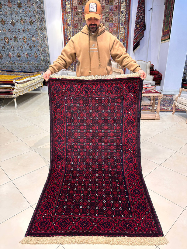 فرش دستبافت 2 متری تمام پشم نش گل شفتالو رنگ گیاهی کد 0700665