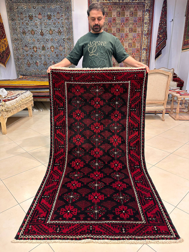 فرش دستبافت 2متری تمام پشم نقش گل شفتالو رنگ گیاهی کد0700757