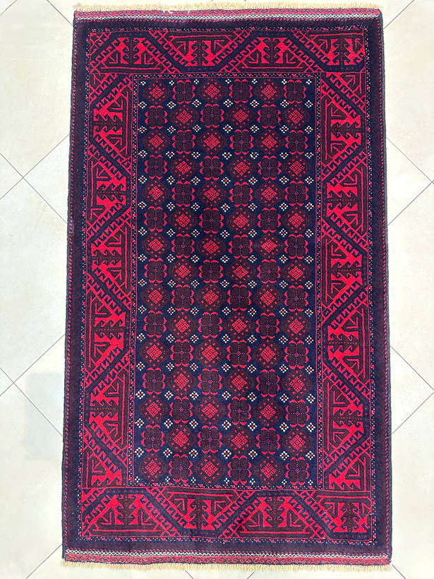 فرش دستبافت 2متری تمام پشم نقش گل شفتالو بلوچ بافت کد0700759