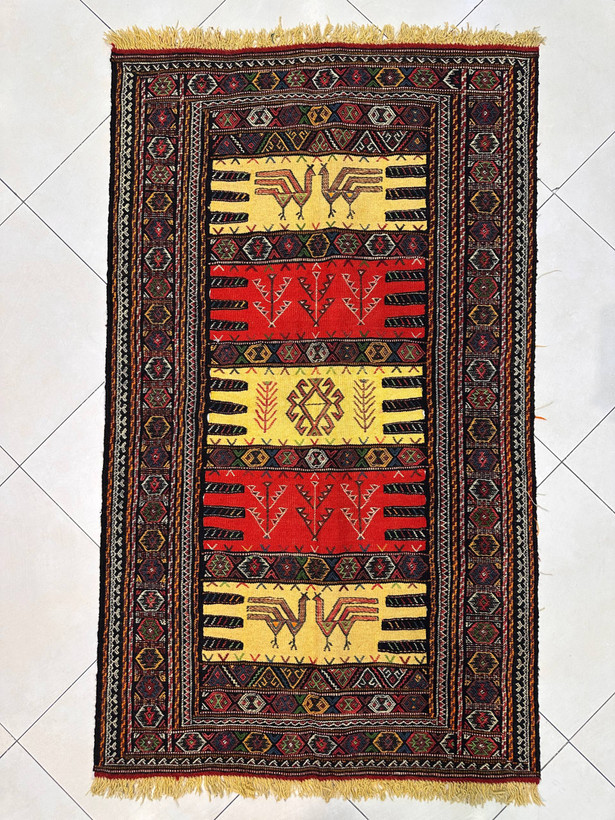گلیم دستبافت 2متری سوزن دوزی رنگ گیاهی رنگ گیاهی کد0800038