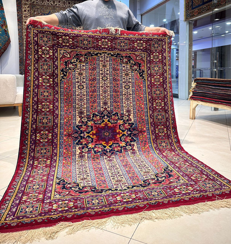 فرش دستباف 3متری تمام پشم چله ابریشم خراسان رنگ طبیعی کد0700079