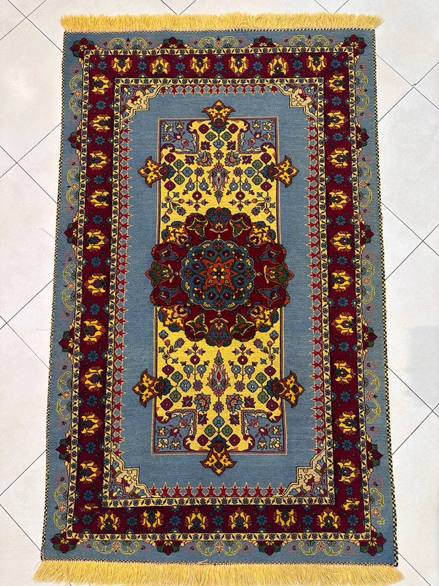 گلیم فرش دستبافت 2متری تمام پشم نقش ترنج رنگ گیاهی کد0700049