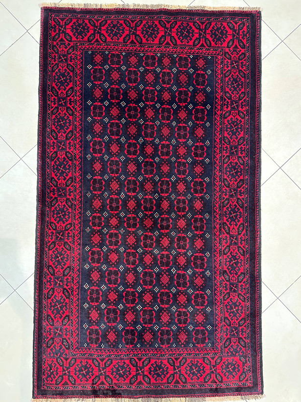 فرش دستبافت 2متری تمام پشم نقش گل شفتالو بلوچ بافت رنگ گیاهی کد 0700775